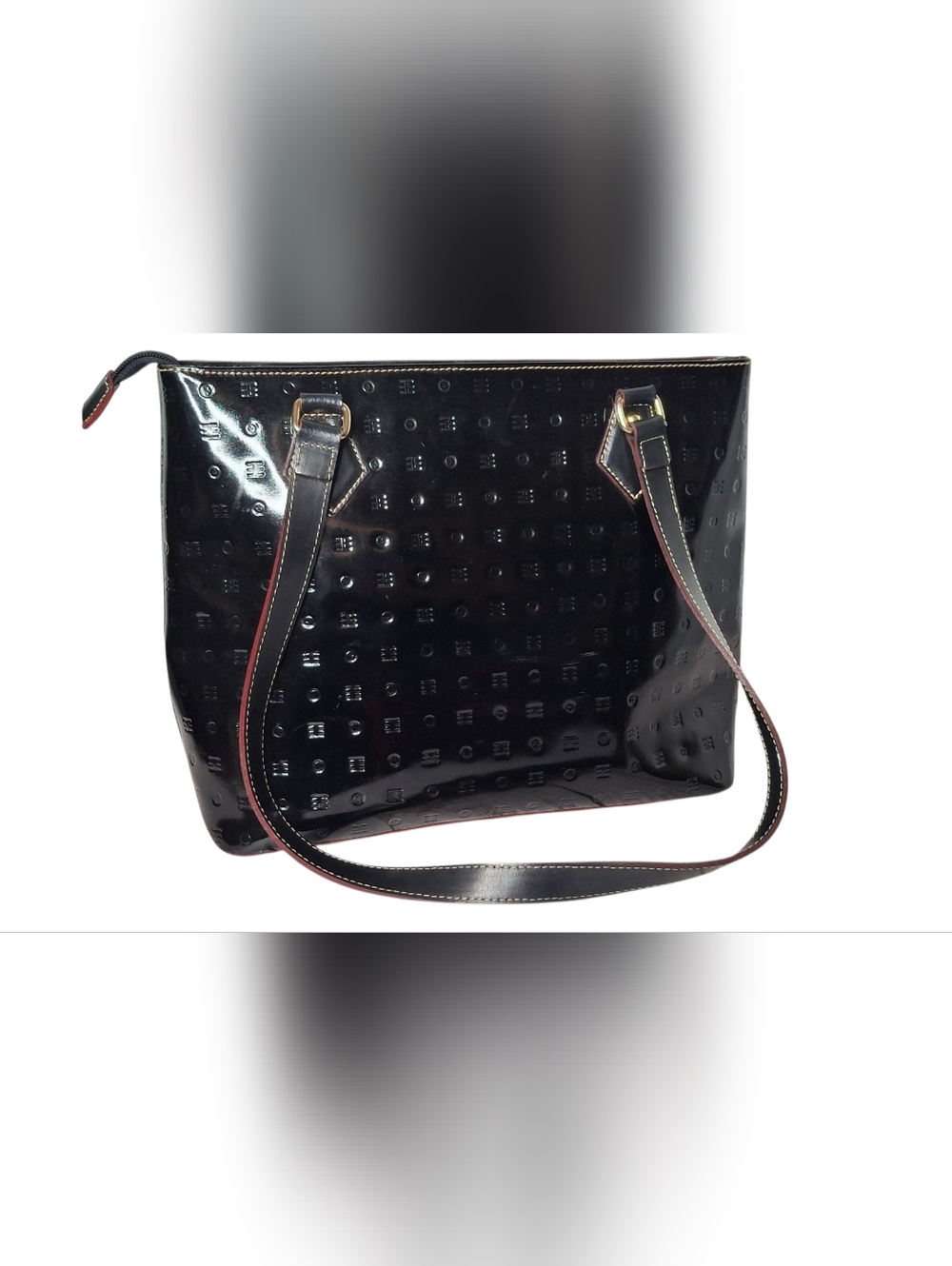 Arcadia Black Patent Leather Shoulder Bag Purse Made in Italy *READ